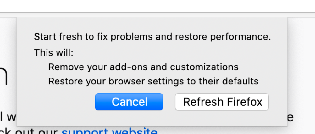 Confirm Refresh Firefox