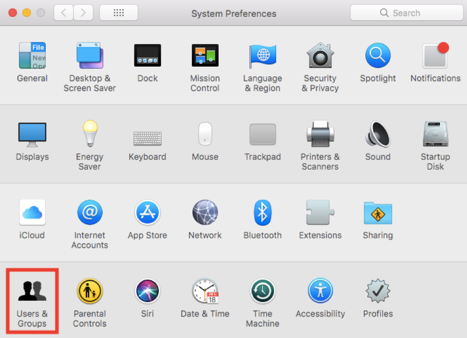 System Preferences-Users & Group