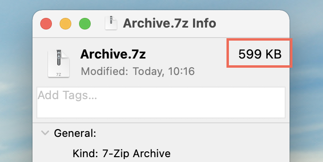 Archive size
