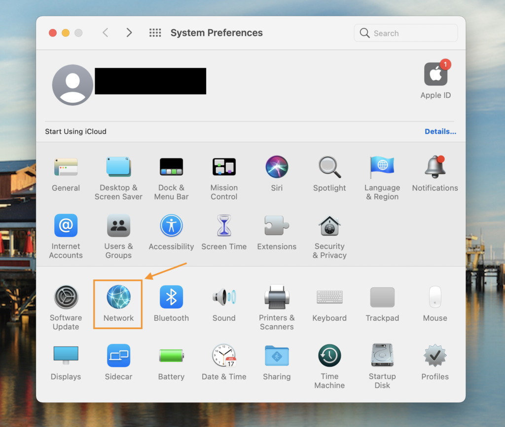 system preferences > network