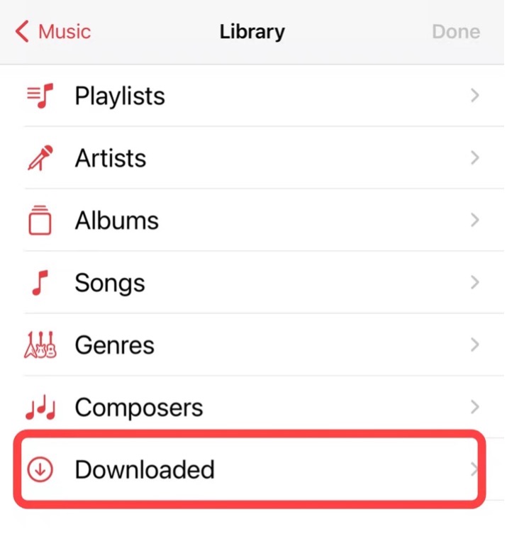 IPhone musik yang diunduh