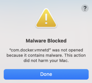 com.docker.vmnetd malware blocked